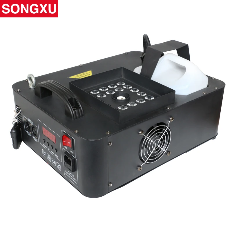 

1500W RGB 3in1 DMX LED Fog Machine Pyro Vertical Fogger Smoke Machine 24pcs RGB 3in1 LED Colorful Fog Machine/SX-FM1500