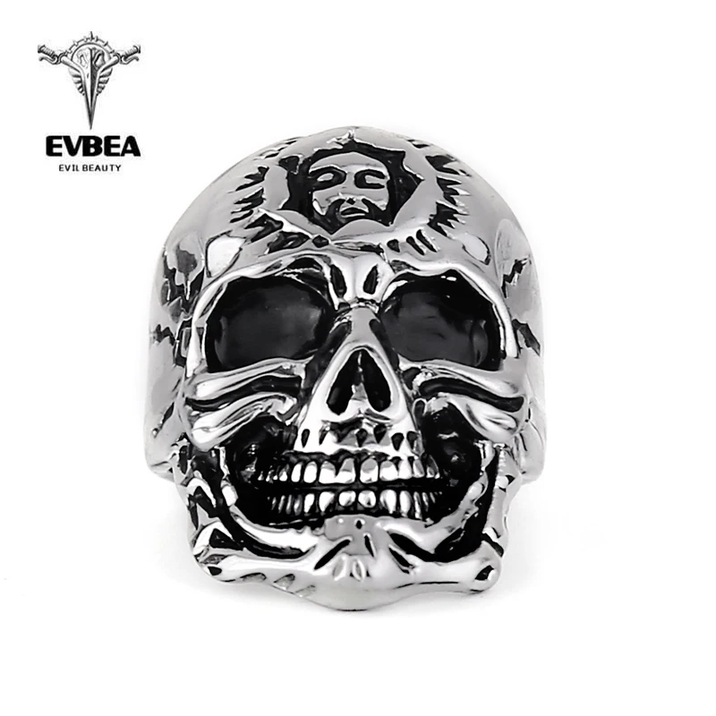 

EVBEA Wholesale Cheap Cool Hell Death Skull Ring Man Never Fade Punk Biker Man's High Quality Ring R240