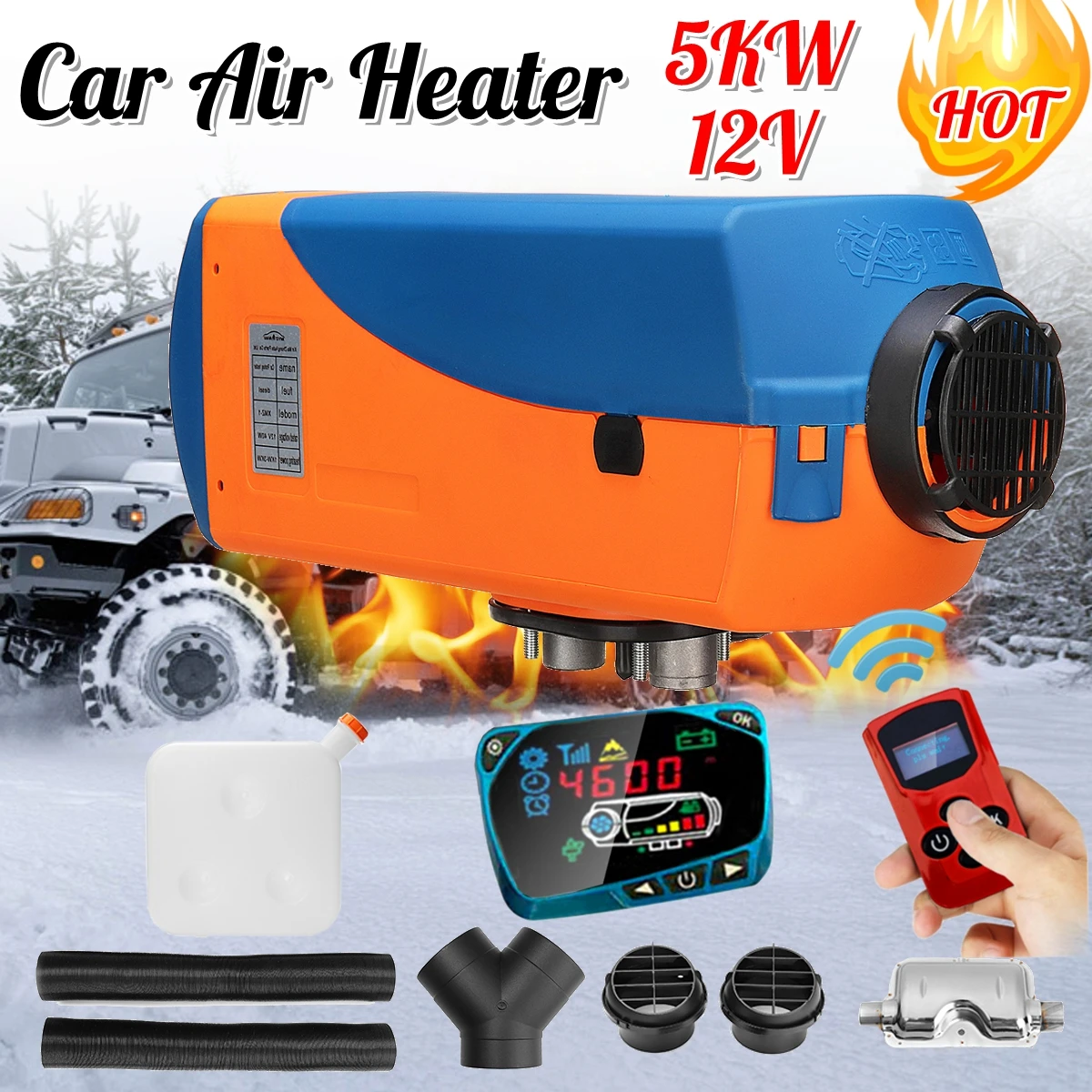 

12V 5KW Dieses Air Parking Heater 5000W LCD Monitor with New Remote Switch and Silencer Car Trucks Boats