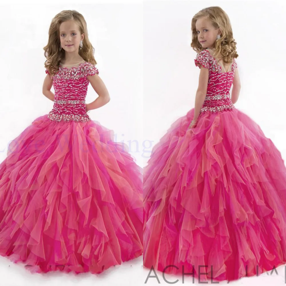 

2019 New Perfect Flower Girls' Dresses Ball Gown Beads Ruffle Layered Organza Girl Pageant Gowns Custom Party Dress CH-1213