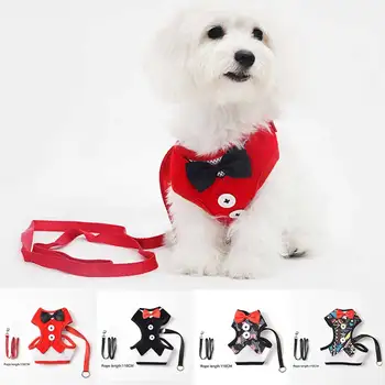 

Pet Dog Harness Breathable Thin Bowknot Summer Puppy Clothes with Leash for Small Dogs J2Y