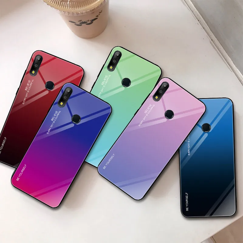

Gradient Tempered Glass Phone Case For Asus Zenfone Max Pro M1 ZB601KL ZB602K M2 ZB631KL ZB633KL Case Cover Coque Capas Bumper