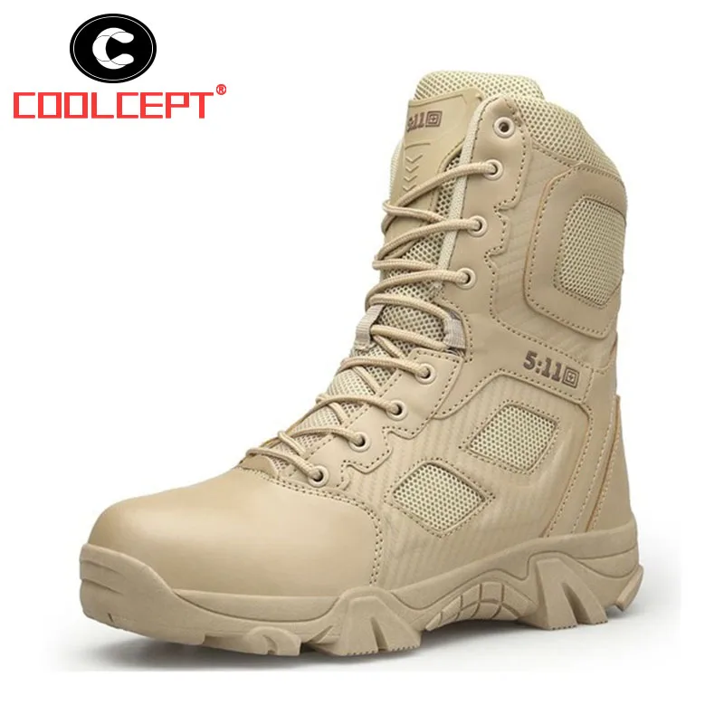 Coolcept 2018 Outdoor Hiking Shoes Men's Desert High-top Military Tactical Boots Men Combat Army Militares Size 41-46 |