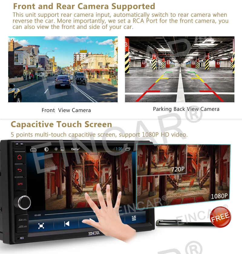 Excellent Free Front and Back up Camera+Double Din 7