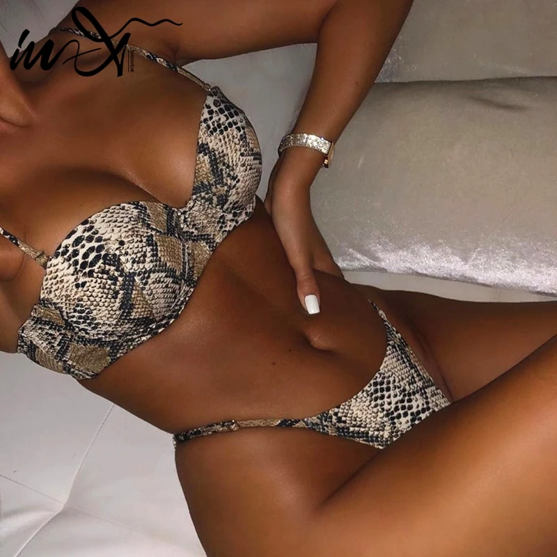 

In-X Push up bikini 2019 Sexy snake swimsuit female High cut swimwear women Biquini Brazilian bikini set bathing suit women new
