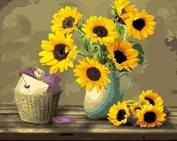 MaHuaf-X539 sunflowers DIY oil painting by numbers still life Hand Painted Framed Acrylic Picture coloring on canvas |