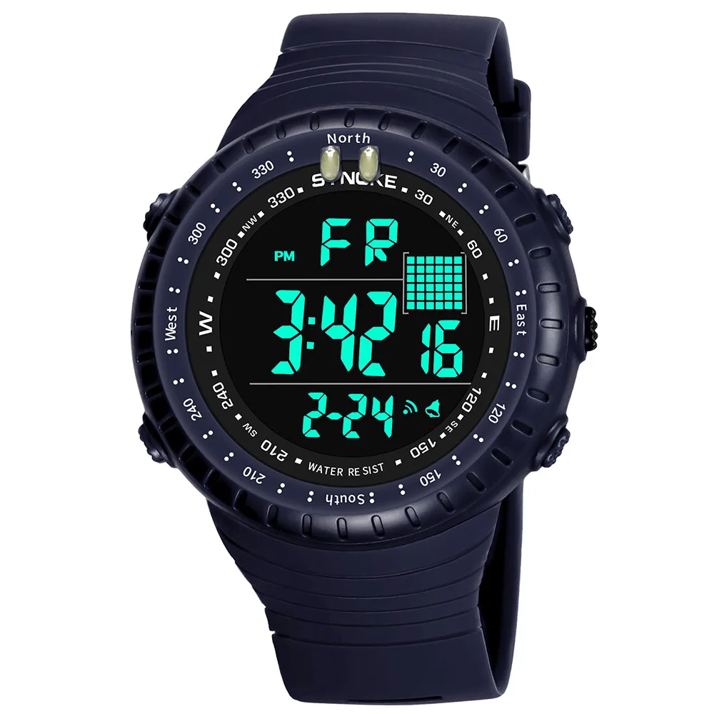 Мужские спортивные часы, многофункциональные военные водонепроницаемые часы для плавания, светодиодный цифровой двойной механизм, мужские резиновые наручные часы