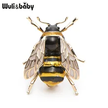 Wuli&Baby Enamel Bumblebee Brooches Men Women’s Alloy Yellow Bee Insect Brooch Christmas Gift Broche Banquet Pins