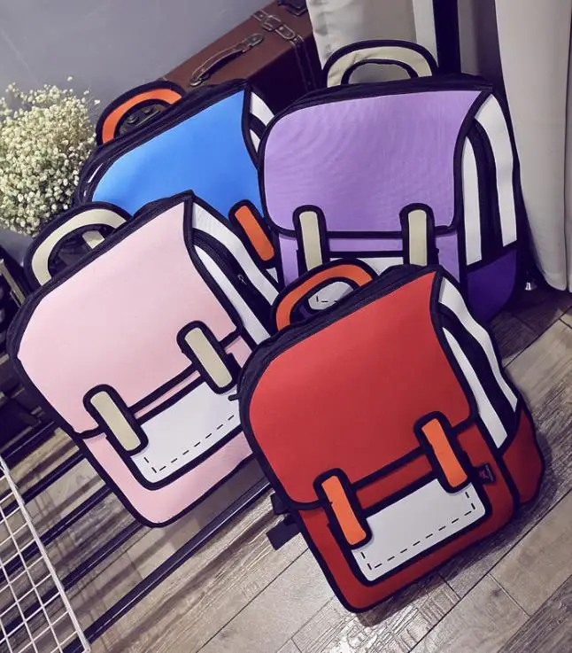

Anime bag creative 3D three-dimensional comic bag backpack bags college backpacks student youth bag large capacity feminina