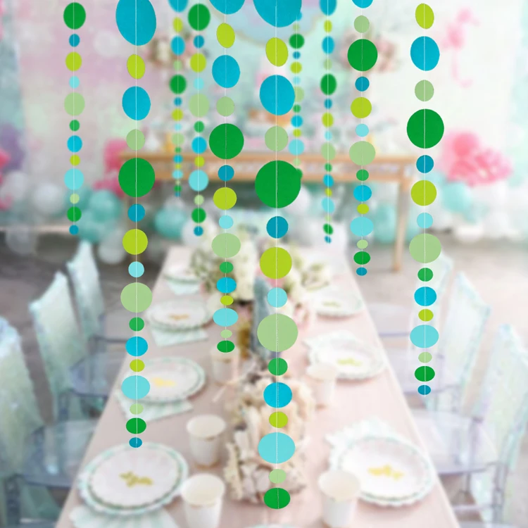 Зеленая Синяя круглая бумага гирлянды Веревка Цепь круглый летний баннер для подвешивания детский душ свадьба день рождения вечеринка украшения