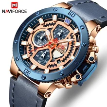 Топ Люксовый Бренд NAVIFORCE Мужские Спортивные Часы Человек Кожа