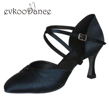 

Black Tan Khaki Brown Zapatos De Baile Size US 4-12 Heel Height 7cm Professional Girls Ballroom Salsa Dance Shoes NB017