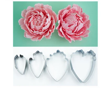 

New style Peony Stainless steel cutter 4 pieces/set