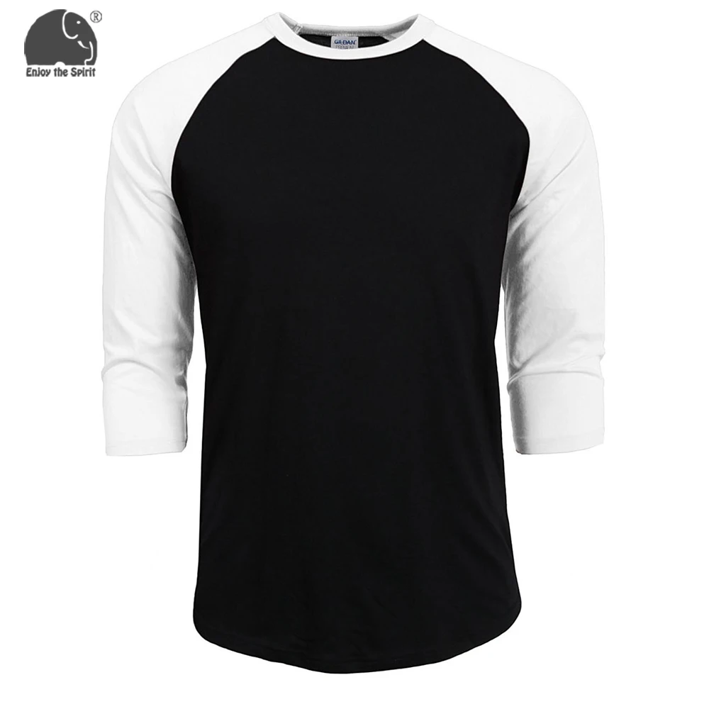 Brand Men Shirt Mens 3/4 Sleeve Raglan Baseball Soft Cotton Blend