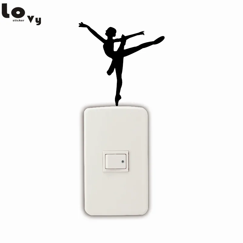 

Ballet Dancer Vinyl Switch Sticker Cartoon Silhouette Wall Sticker Home Decor