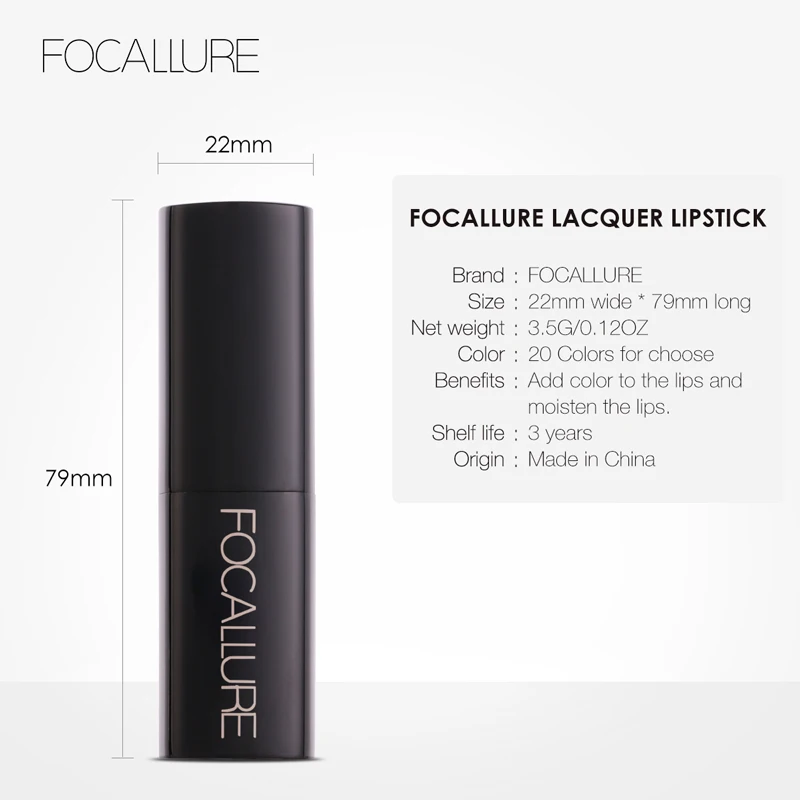 FOCALLURE Moisturizer Matte Lipstick 20 Colors High Quality Red Lip Sticks Easy to Wear Long-lasting Make up