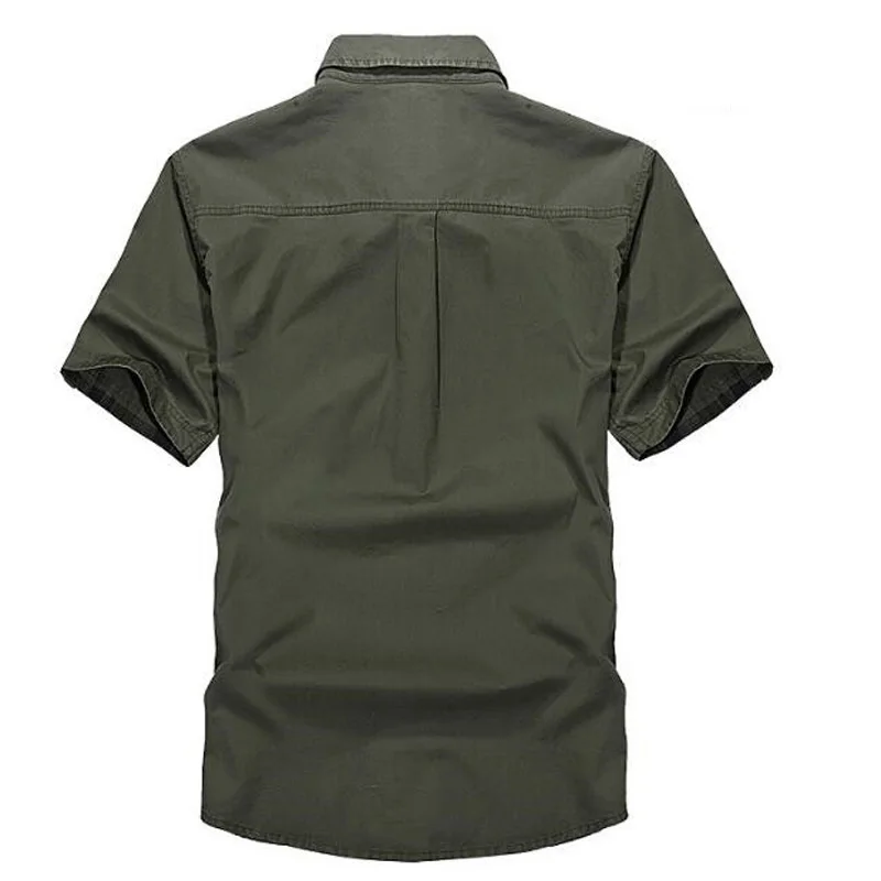 Kaufen AFS ZDJP Männer 2018 Neue Sommer männer Solide Military Kurzen Ärmeln Shirts Baumwolle Atmungsaktive Chemise homme Lose Armee Hemd