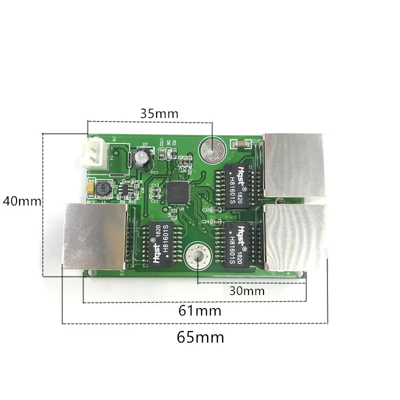 OEM Прямая продажа с фабрики мини Быстрая зарядка 10/100 Мбит/с 3-портовый Ethernet 2 rj45 1 * 8pin головкой Порт локальной сети концентратор