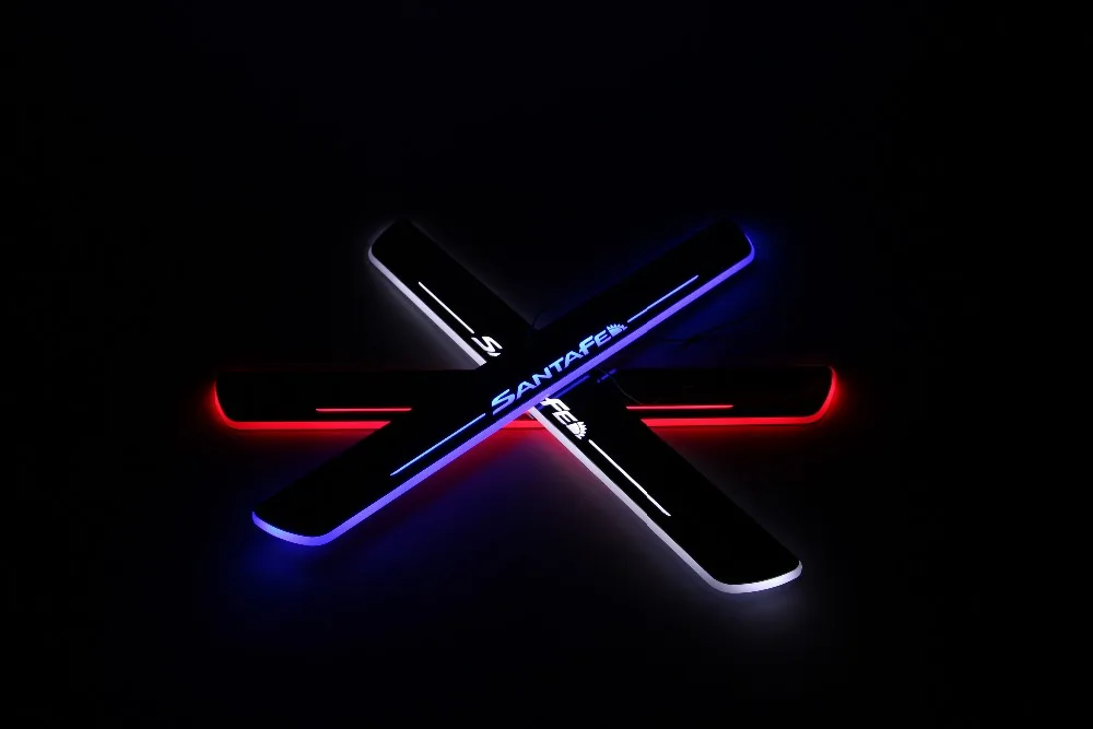 

WOOBEST Waterproof Ultrathin Acrylic LED door sill for Hyundai IX45 Santa Fe 2013-15, Led moving door scuff plate, Pathway light