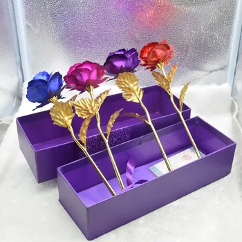 

Free shipping 24K Gold Foil Plated Rose Decoration Flower Valentine's Day Gold Dipped Rose artificial flower