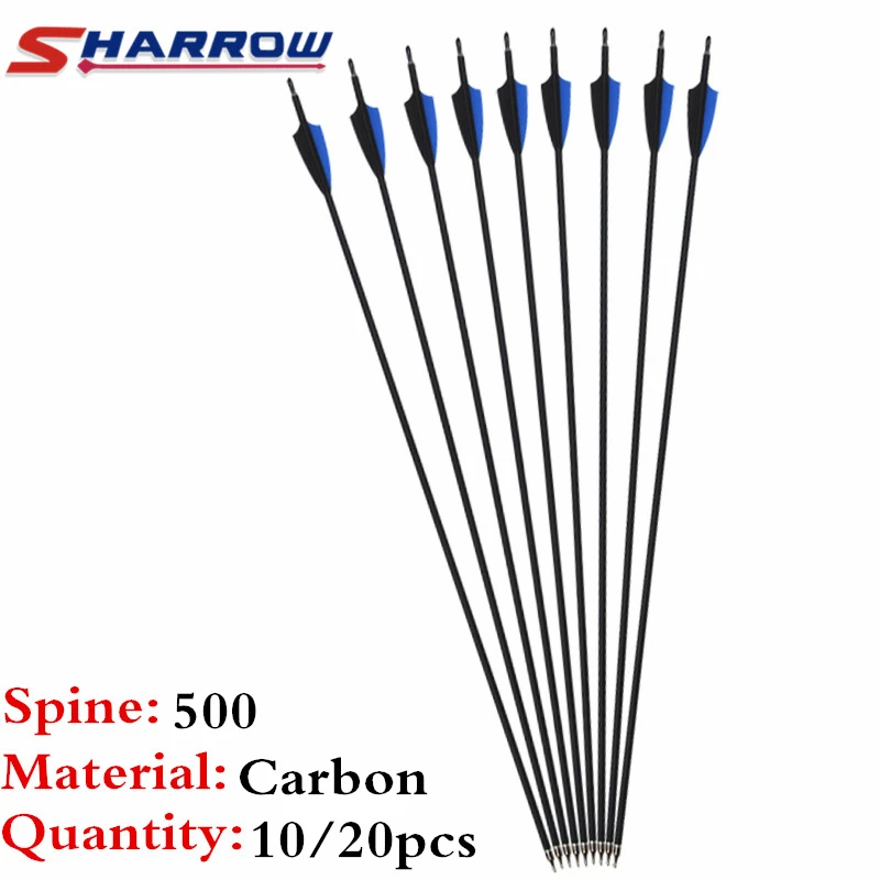 

10/20Pcs 30" Archery Carbon Arrows Spine 500 Mix Carbon Shaft Screw Arrow Points Outdoor Hunting Shooting Practice Accessories