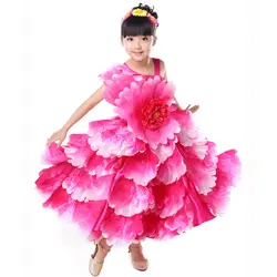 Детский танцевальный костюм фламенко лепесток испанский фламенко платье 4 слоя 540 градусов дропшиппинг