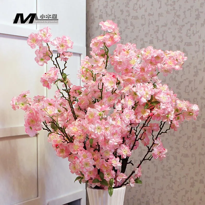 High artificial flower silk flower bountyless home floor long peach blossom sakura artificial