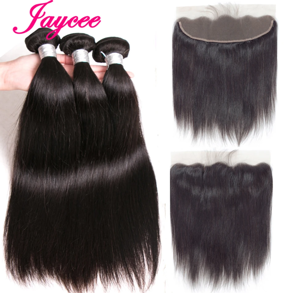 Malaysian Straight Hair 13x4 Lace Frontal Closure With Bundles Free