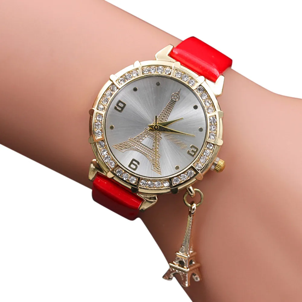 Превосходное качество, брендовые модные женские часы-браслет, Кварцевые Подарочные часы, наручные часы для женщин, под платье, кожаные повседневные часы# F