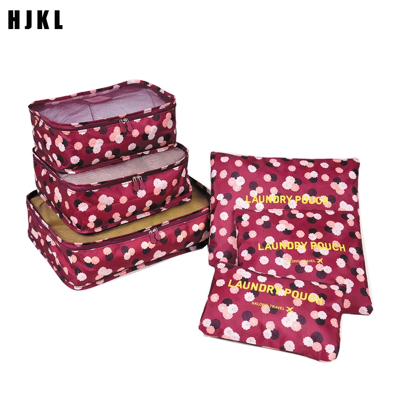 

6 PCS Set For Clothes Tidy Organizer Wardrobe Suitcase Pouch Travel Organizer Bag Case Shoes Packing Cube Bag Travel Storage Bag