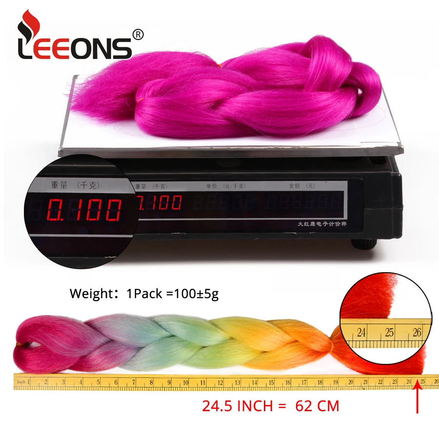 Leeons Purple Pink Blue Jumbo Braid Synthetic Ombre Braiding Hair Extensions 24inch 100g/Pack Long Jumbo Braids Crochet Hair