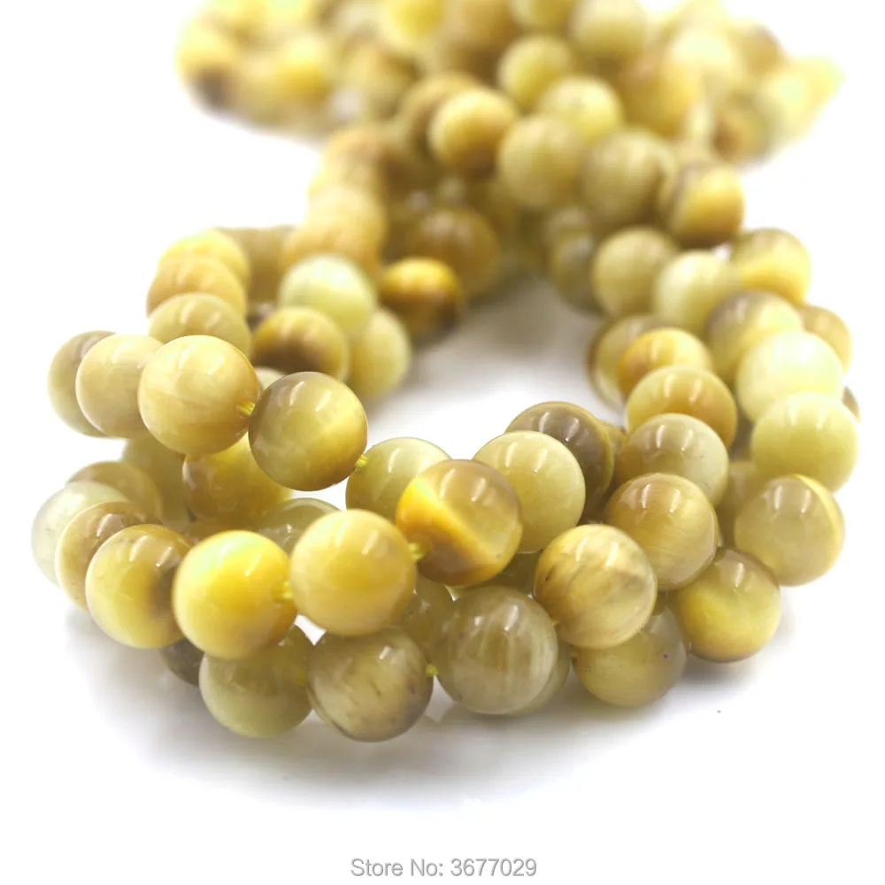 6/8/10/12 mm Top Grade Glod Yellow Tiger Eye Semi Gem Stone Bead For