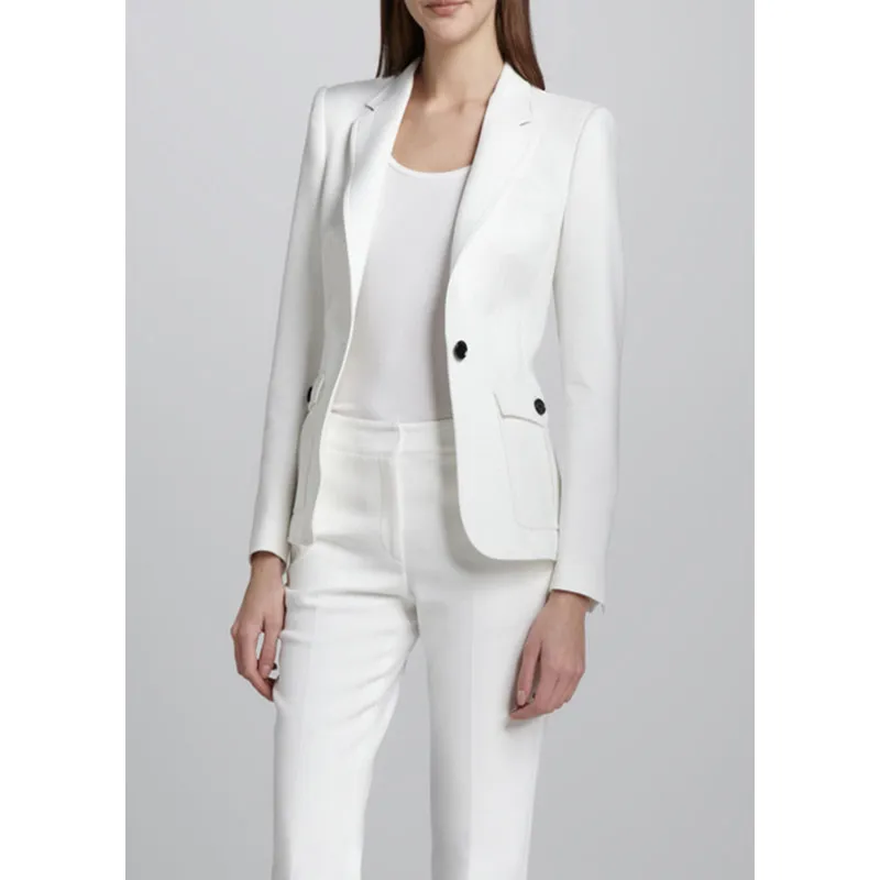New font b Women s b font One Buttons Business Suit Custom made 2 Pieces White
