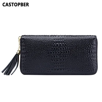 

Women Stone Pattern Wallet Cowhide Genuine Leather New Arrival Fashion Designer Long Tassel Zipper Purse Brand Wallets Quality