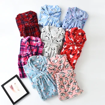 

Pajamas For Women Winter Double-faced fleece fleece home service suit Women Sleep pajama Set