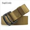SupSindy men's canvas belt metal buckle Double ring nylon military belt Army tactical belts for Men top quality Male strap black ► Photo 1/6