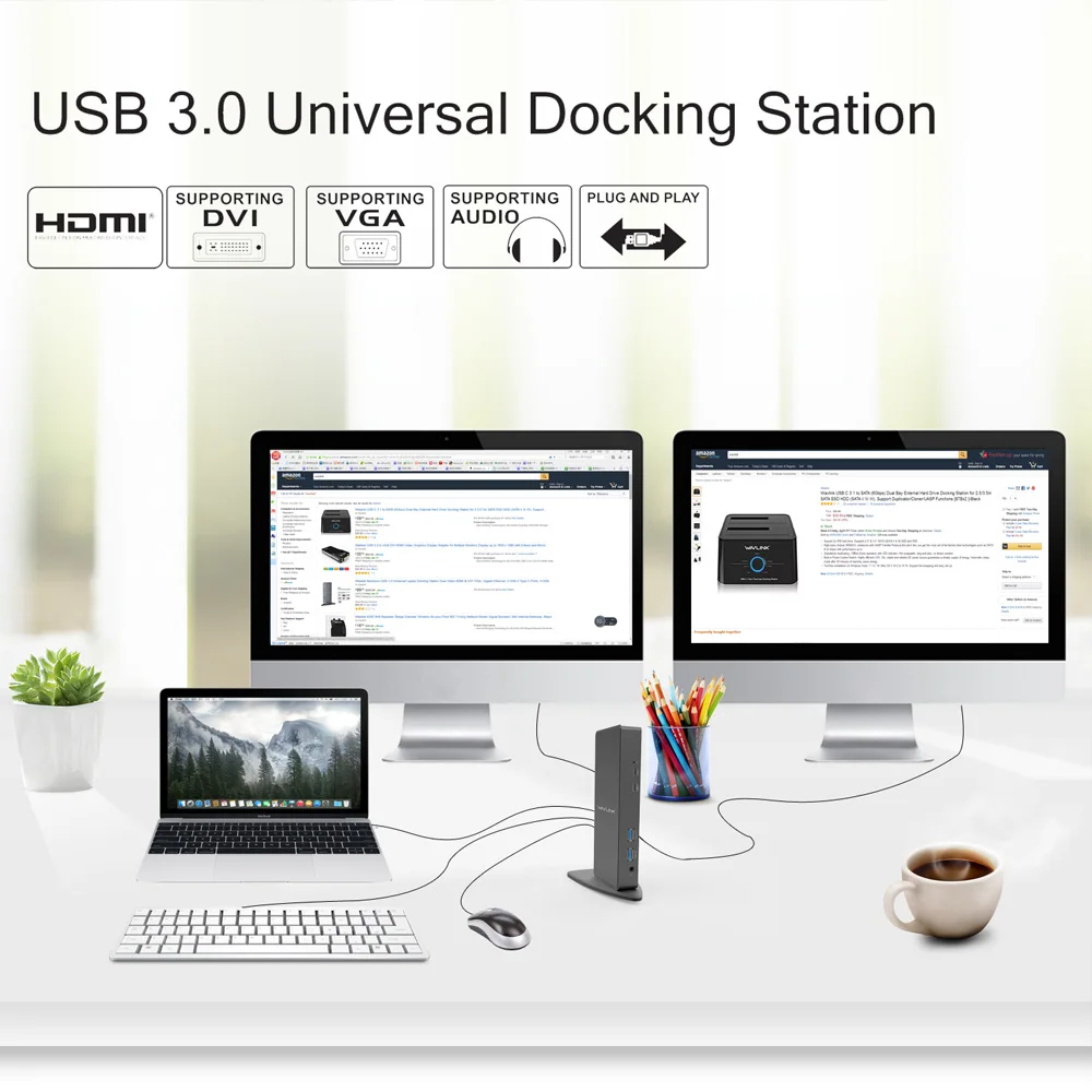 Full HD 1080P USB 3 0 Универсальная док станция для ноутбука Двойной видео Дисплей HDMI DVI
