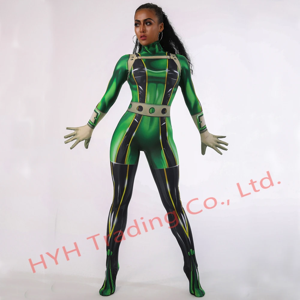 Костюм для косплея Ainiel My Hero academic Froppy Tsuyu Asui костюм зентай из спандекса женские