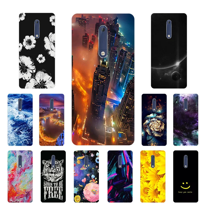 Case for Nokia 5 Back Cover 5.2 Inch Silicone Soft TPU Billow Printing Nokia5 Cases Coque Bag Shell |