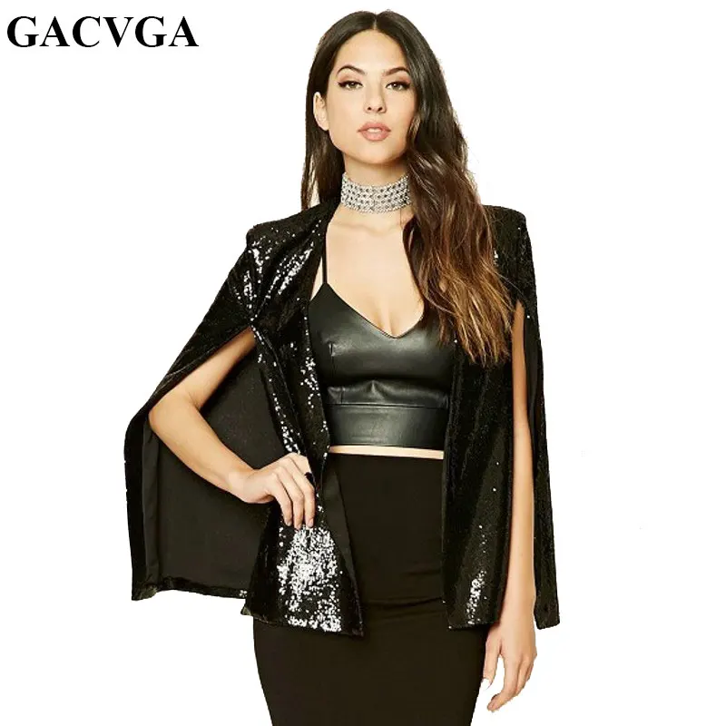 GACVGA осень г. модные женские туфли Черный блестками пальто для будущих мам без рукавов повседневное курточка бомбер верхняя одежда кардига