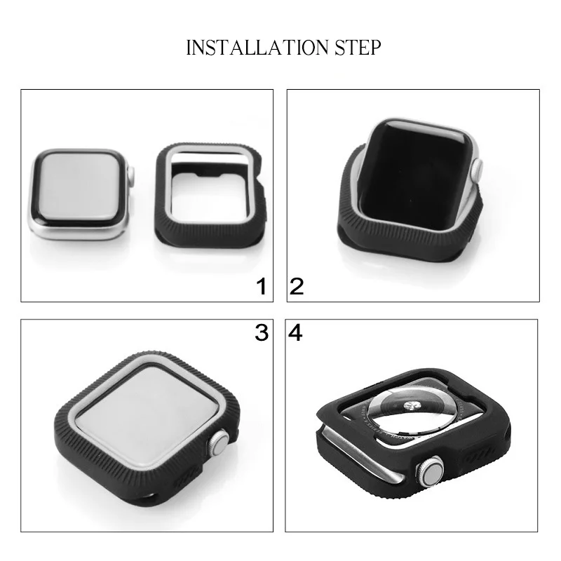 Силиконовый бампер для Apple Watch series 4 чехол iWatch candy color Cover Slim Fit протектор