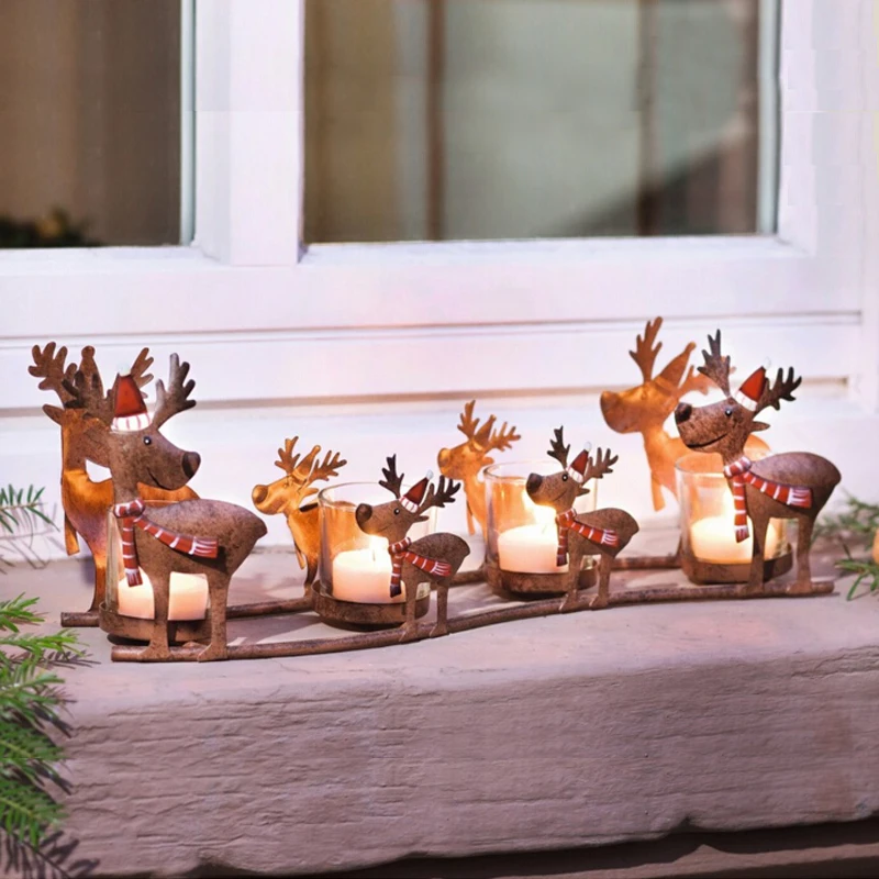 

Christmas Deer Elk Candle Stand Europe Child Room Decoration Candle Holders Vintage Home Decoration Centros De Mesa Para Casa