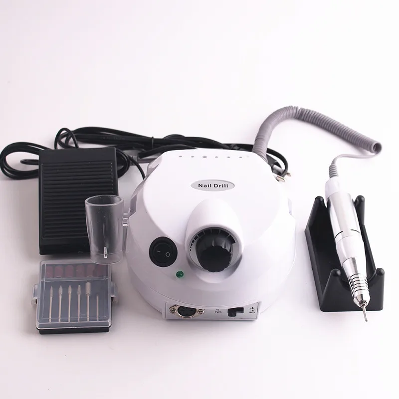 

White Electric Nail Drill Machine 35000RPM Drill File Cutter Bit Pedicure Maniure Machine Nail Drill Bits Nail Polisher Tool