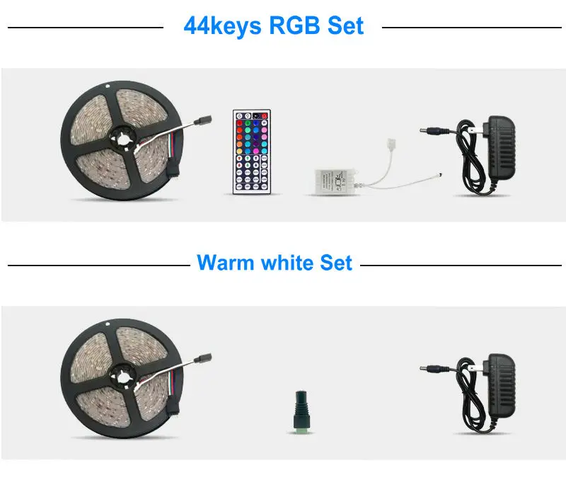 Светодиодная лента с вилкой для ЕС/США/Австралии/Великобритании SMD 3528 5 м 300 светодиодов RGB 44key ИК-контроллер+ адаптер Pow не водонепроницаемая гибкая светодиодная лента