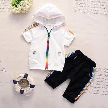 

summer baby boys clothing sets newborn baby casual Hooded zip top+short pants 2pcs sports suits baby girl toddler clothes