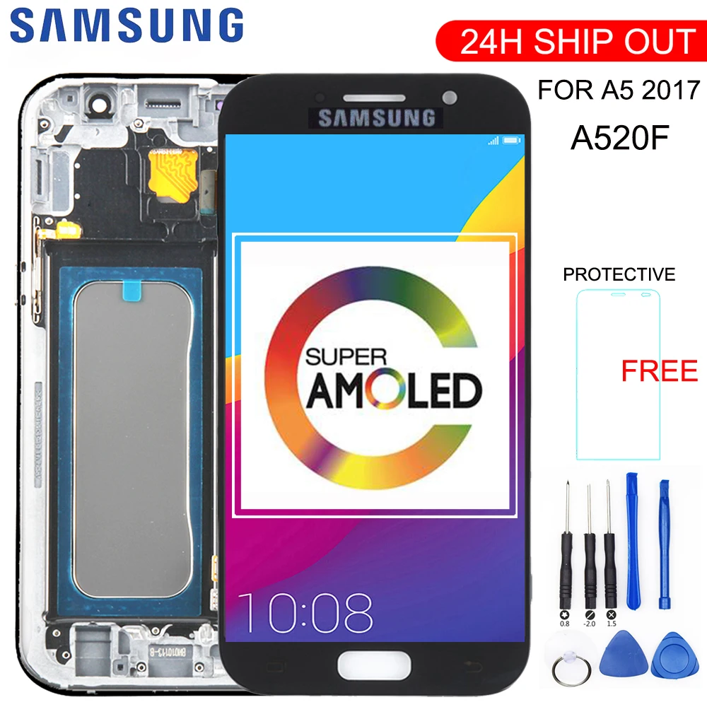 Дисплей в сборе с рамкой OLED для SAMSUNG A5 2017 A520 A520F | Мобильные телефоны и аксессуары