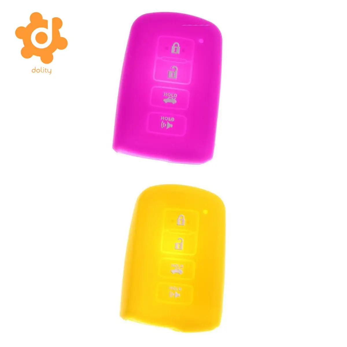 2pcs Silicone Car Key Shell Case Cover for Toyota Avalon RAV-4 Purple+Yellow