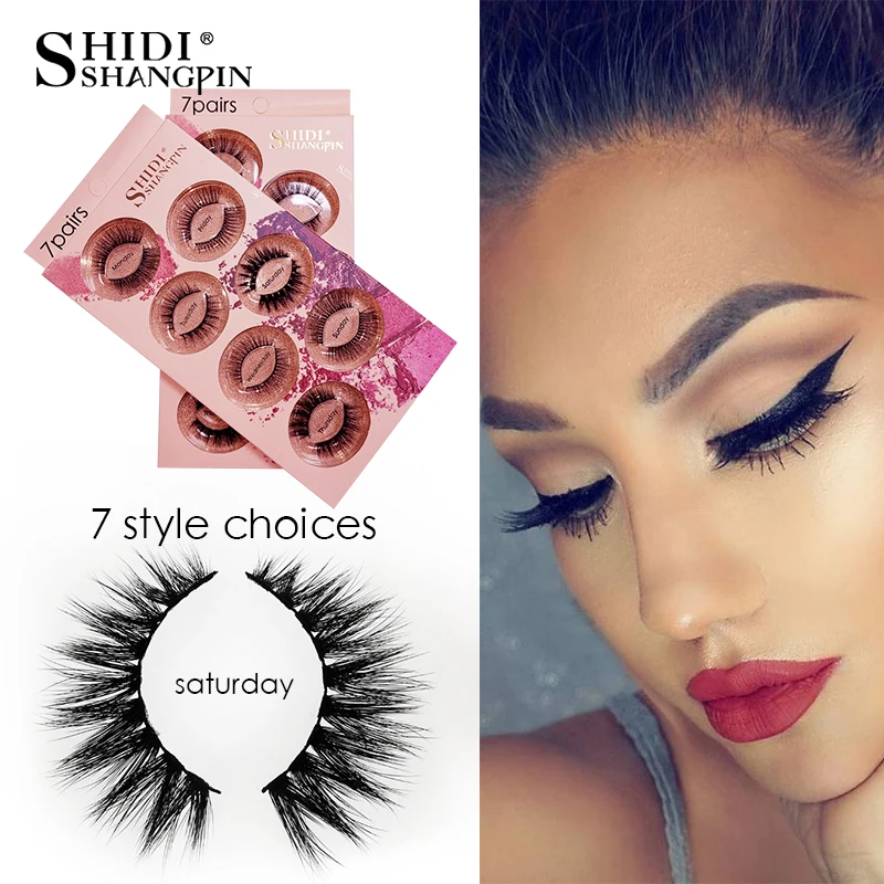 

Fluffy 7 pairs 1 box False Eyelashes Mink Eyelashes Wispy Lashes Makeup Natural Long Mink Lashes Fake Eyelash cilios maquiagem