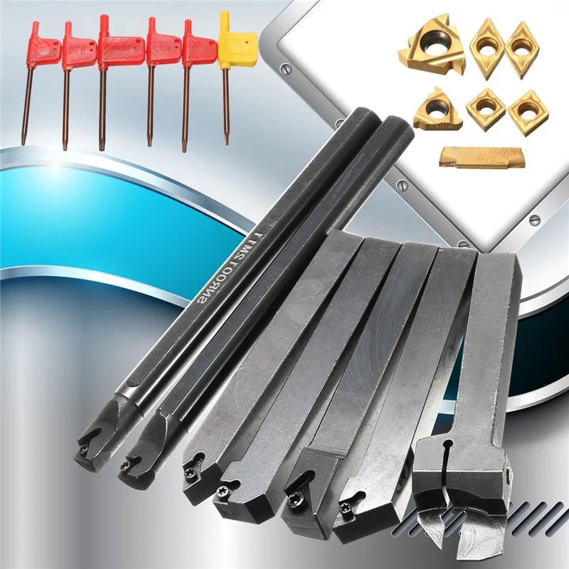 

12mm 21Pcs/Set Shank Lathe Turning Tool Holder Boring Bar +Insert+Wrench S12M-SCLCR06/SER1212H16/SCL1212H06