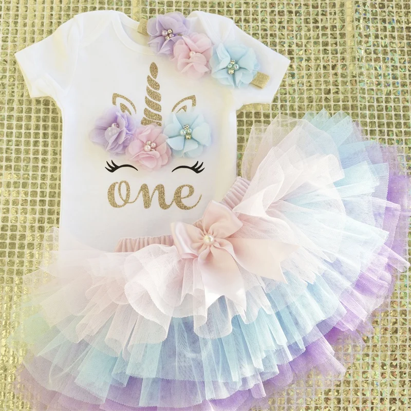 Одежда для малышей, одежда для девочек платья с единорогом радуги для первого дня рождения, платье-пачка милые праздничные платья принцессы Vestido для малышей